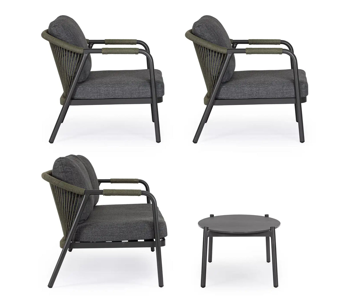 Outdoor 4er-Set Sitzgruppe C-C Miravet Anthrazit/Grün - ZEN ZONE Furniture
