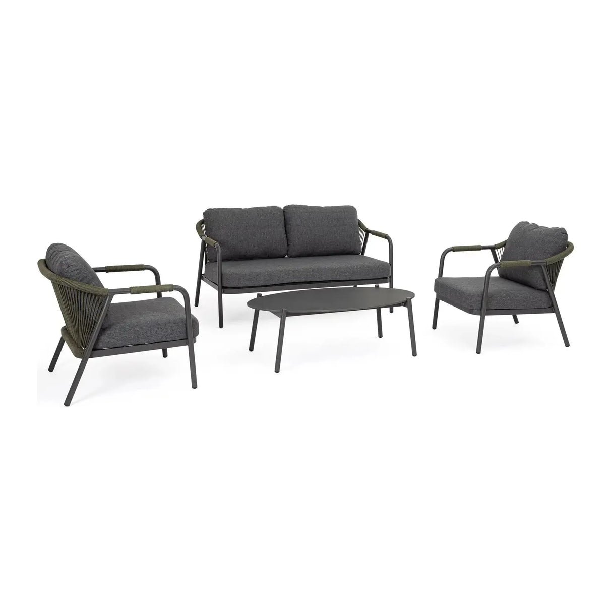 Outdoor 4er-Set Sitzgruppe C-C Miravet Anthrazit/Grün - ZEN ZONE Furniture