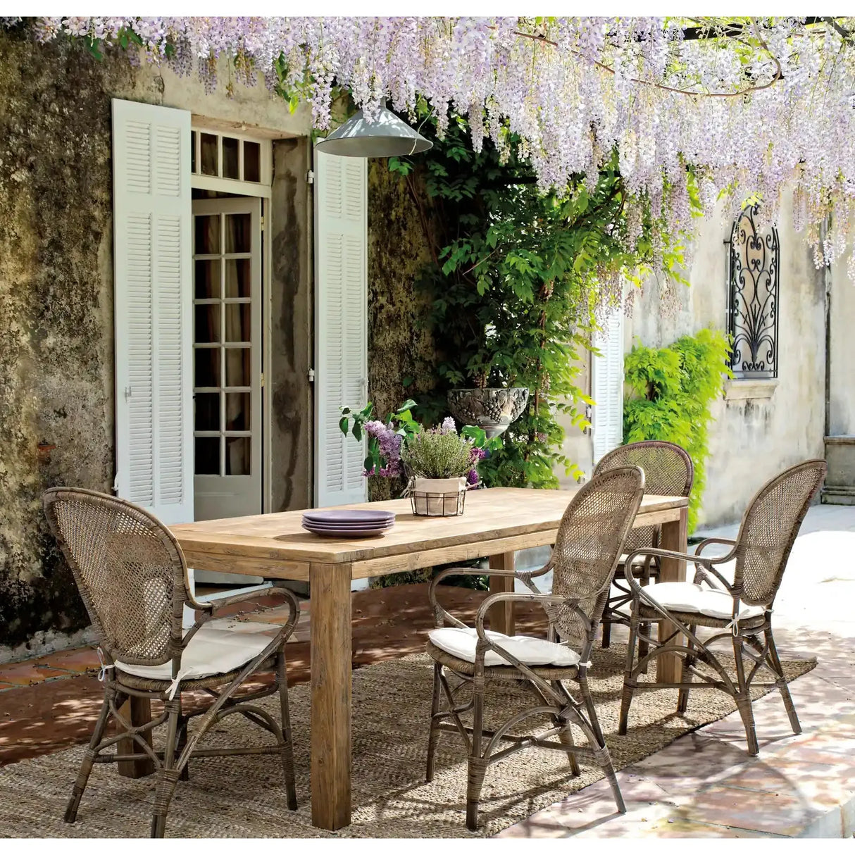 Edelina Stuhl Natur mit Armlehnen mit Kissen - ZEN ZONE Furniture