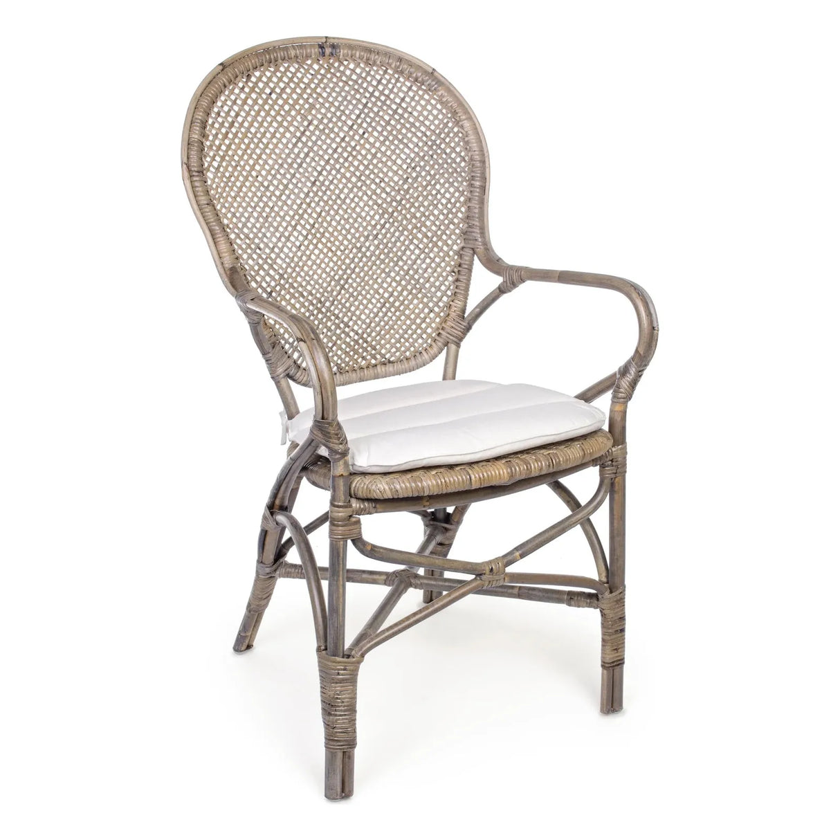 Edelina Stuhl Natur mit Armlehnen mit Kissen - ZEN ZONE Furniture