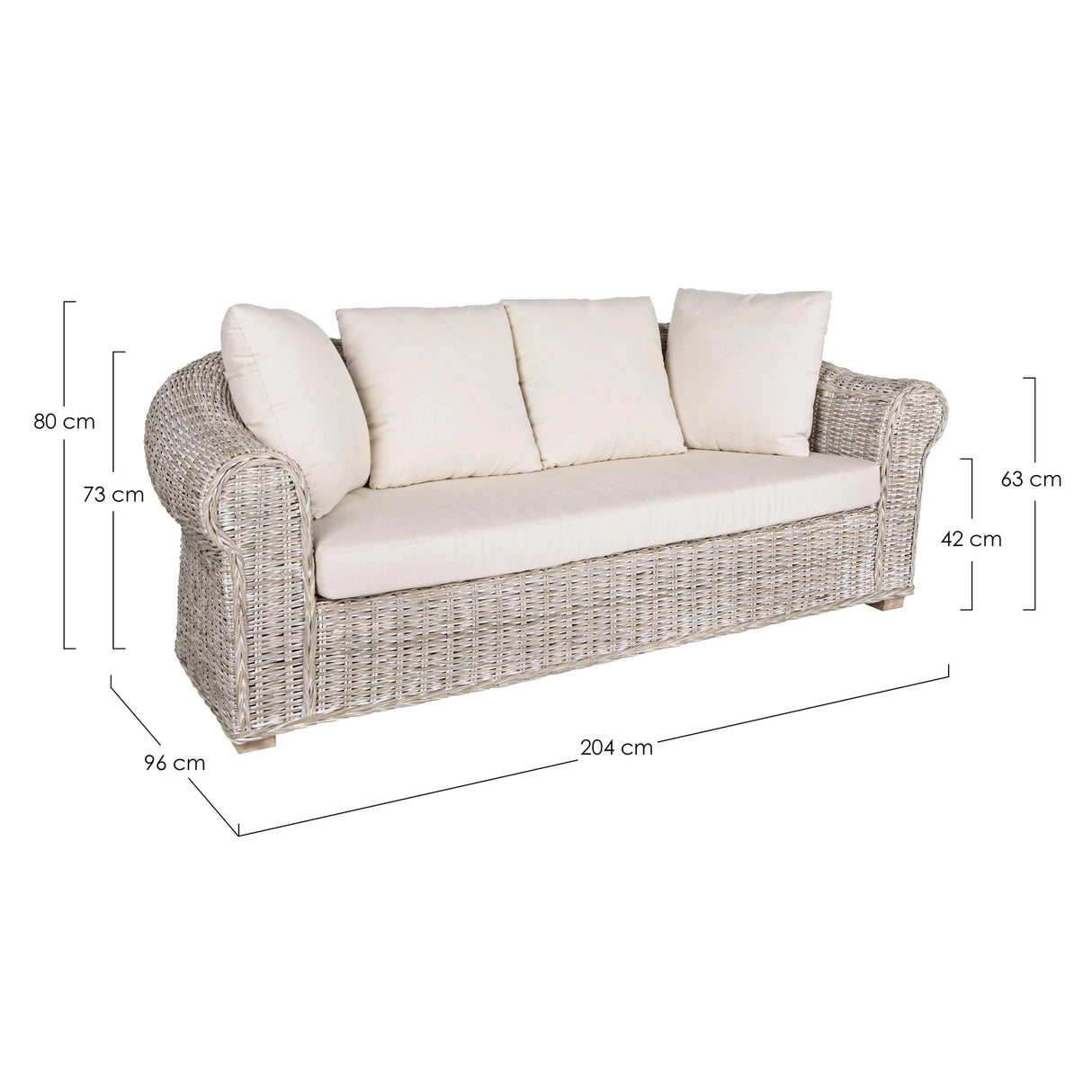 Garten-Sofa 3-Sitzer mit Kissen Coba - ZEN ZONE Furniture