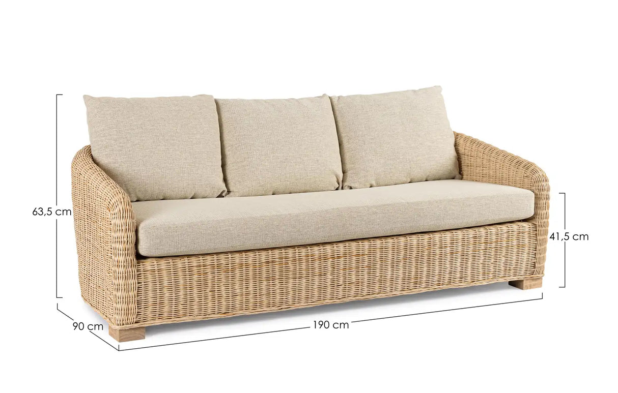 3-Sitzer Sofa Cadice aus Rattan - ZEN ZONE Furniture