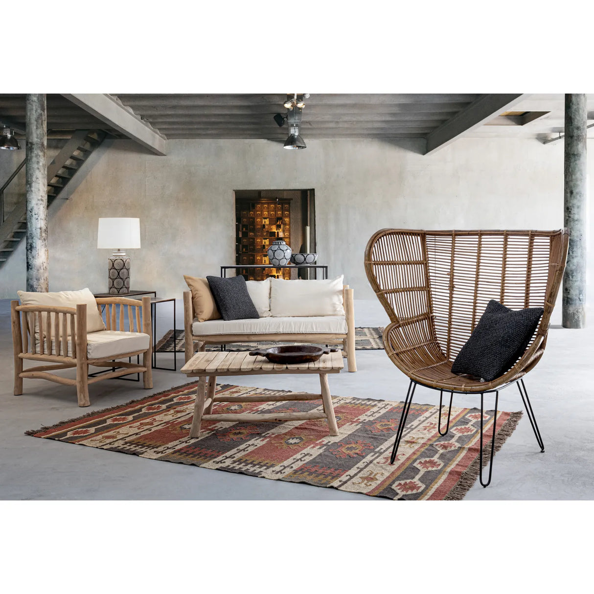 Sofa 2-Sitzer mit Kissen Sahel Natur - ZEN ZONE Furniture
