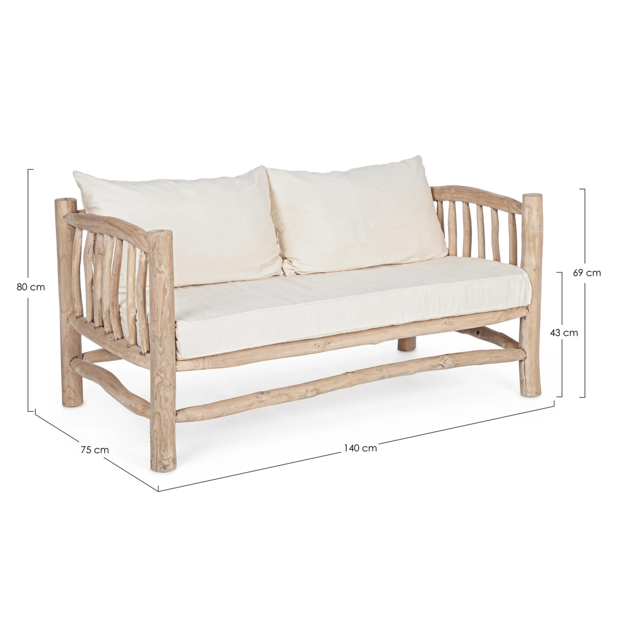 Sofa 2-Sitzer mit Kissen Sahel Natur - ZEN ZONE Furniture
