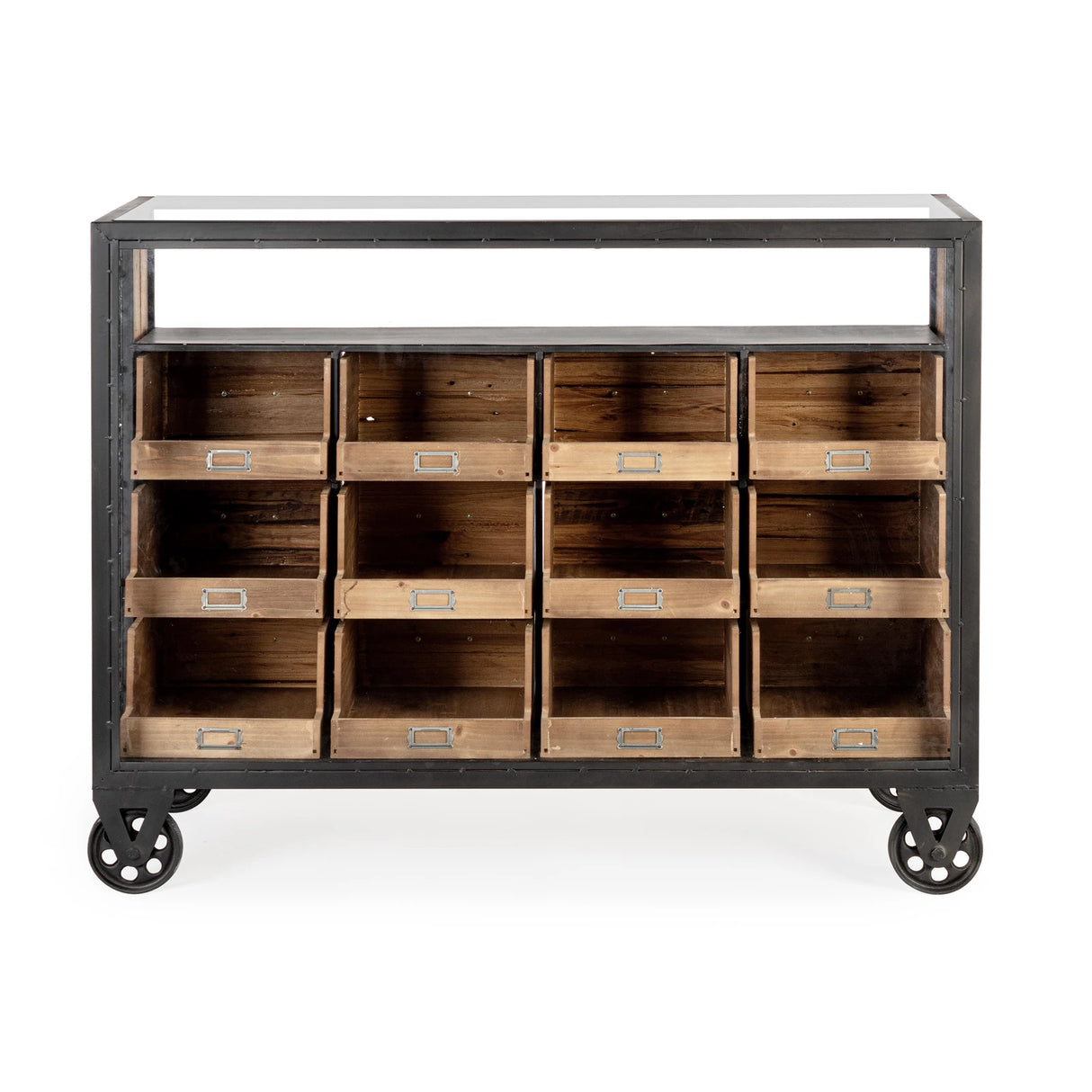 Kommode mit 12 Schubladen Weiß-Weiß H95,5 Mindil - ZEN ZONE Furniture