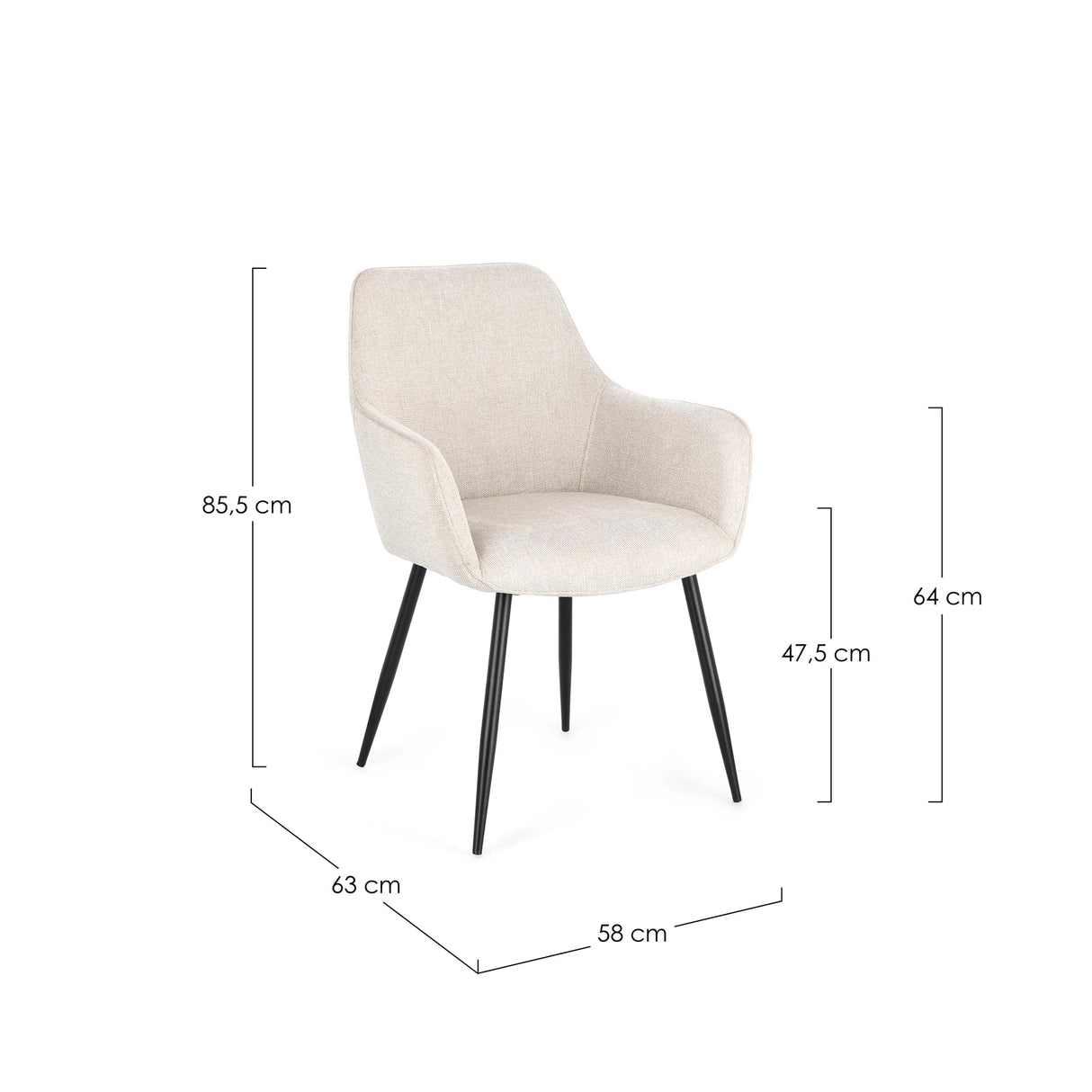 Essstuhl mit Armlehne Cora Schwarz/Beige - ZEN ZONE Furniture