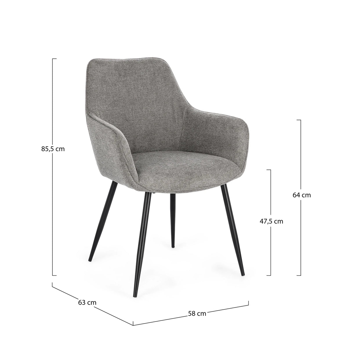 Essstuhl mit Armlehne Cora Schwarz/Beige - ZEN ZONE Furniture