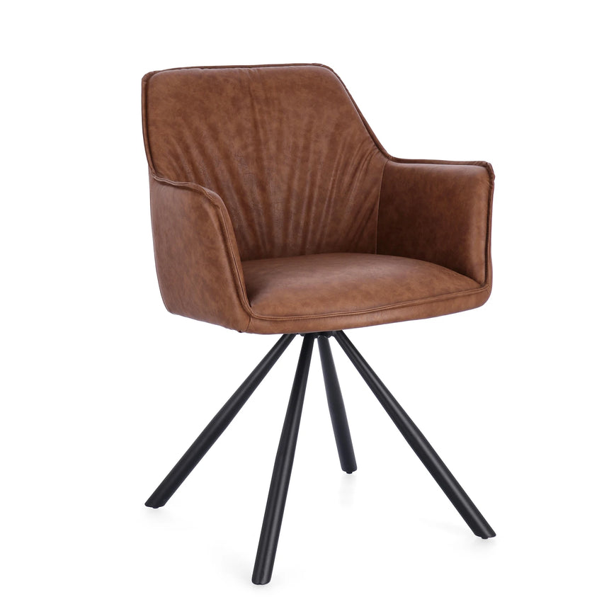 Essstuhl drehbar mit Armlehne Breval Hellbraun - ZEN ZONE Furniture