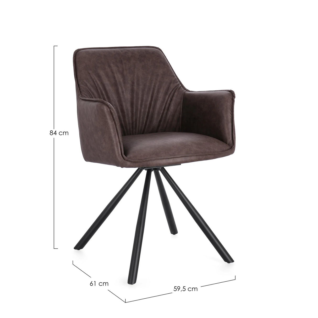 Essstuhl drehbar mit Armlehne Breval Dunkelbraun - ZEN ZONE Furniture