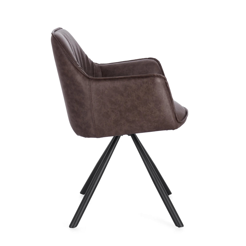 Essstuhl drehbar mit Armlehne Breval Dunkelbraun - ZEN ZONE Furniture
