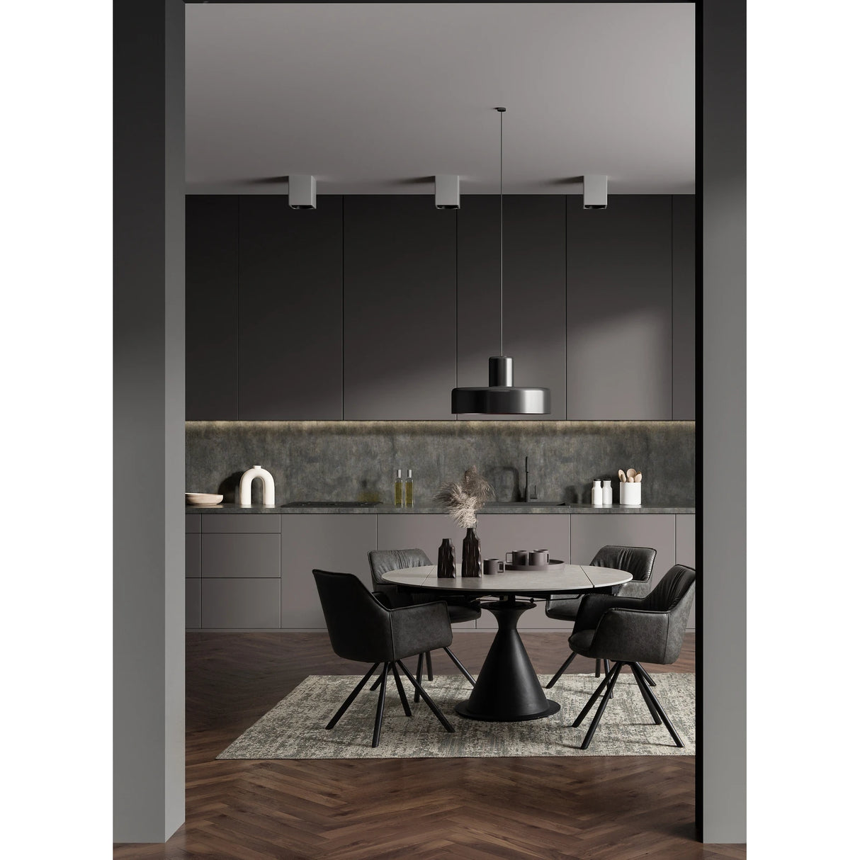 Essstuhl drehbar mit Armlehne Breval Grau - ZEN ZONE Furniture