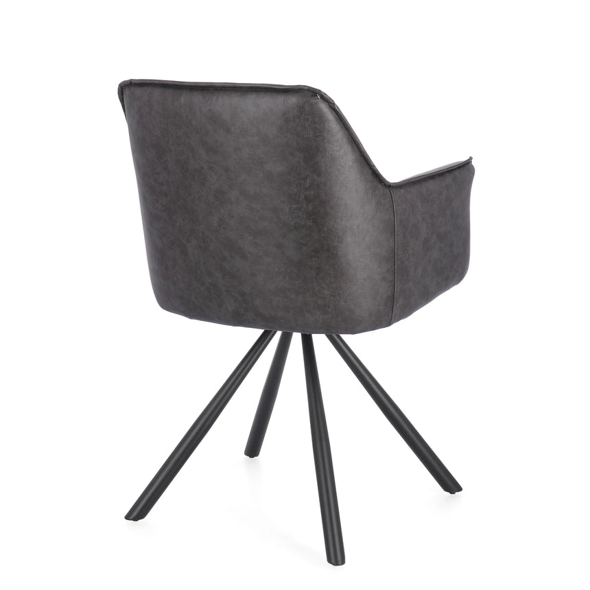 Essstuhl drehbar mit Armlehne Breval Grau - ZEN ZONE Furniture