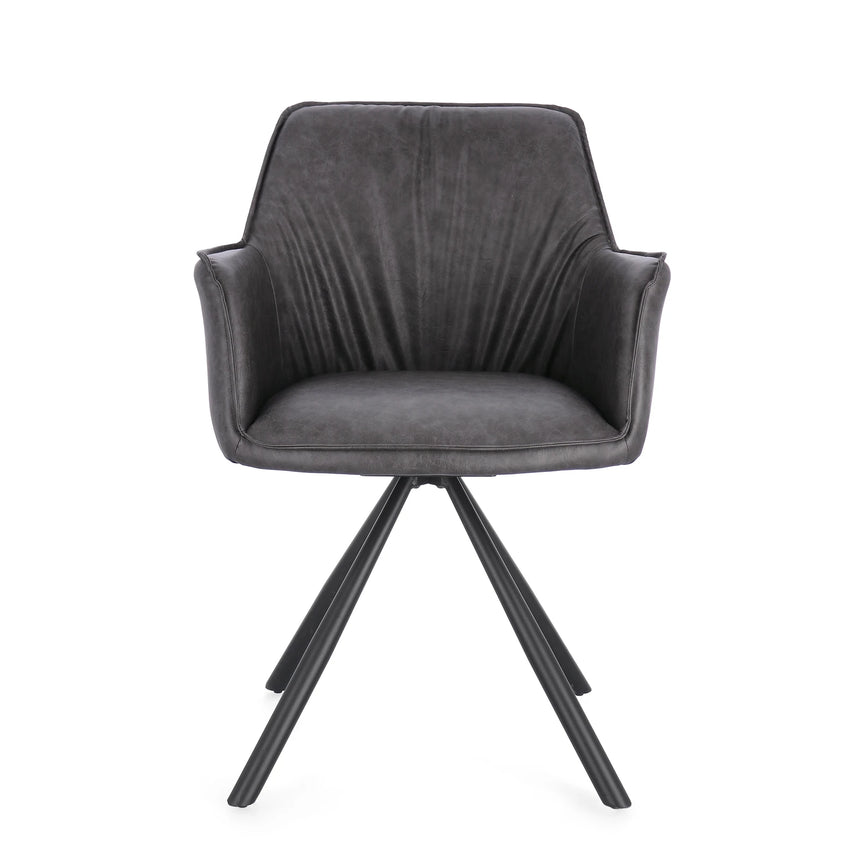 Essstuhl drehbar mit Armlehne Breval Grau - ZEN ZONE Furniture