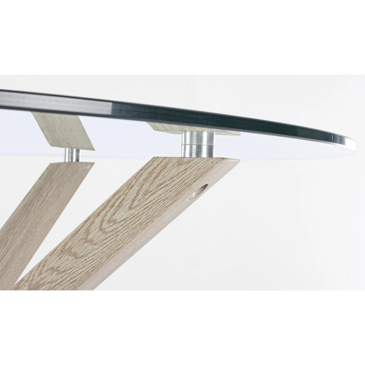 Esstisch Rund mit Natürlichen Beinen 114x75cm Glastisch May - ZEN ZONE Furniture