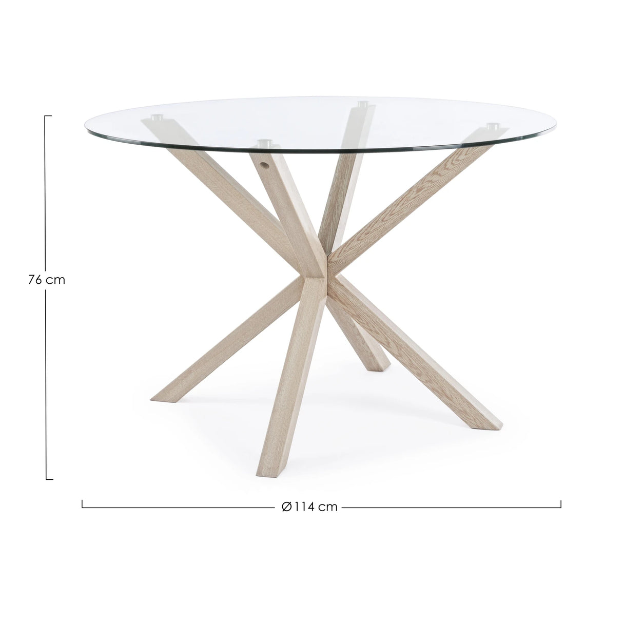 Esstisch Rund mit Natürlichen Beinen 114x75cm Glastisch May - ZEN ZONE Furniture