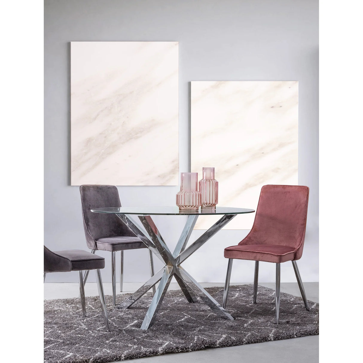 Esstisch mit Stahlbeinen 114cm Glastisch May - ZEN ZONE Furniture