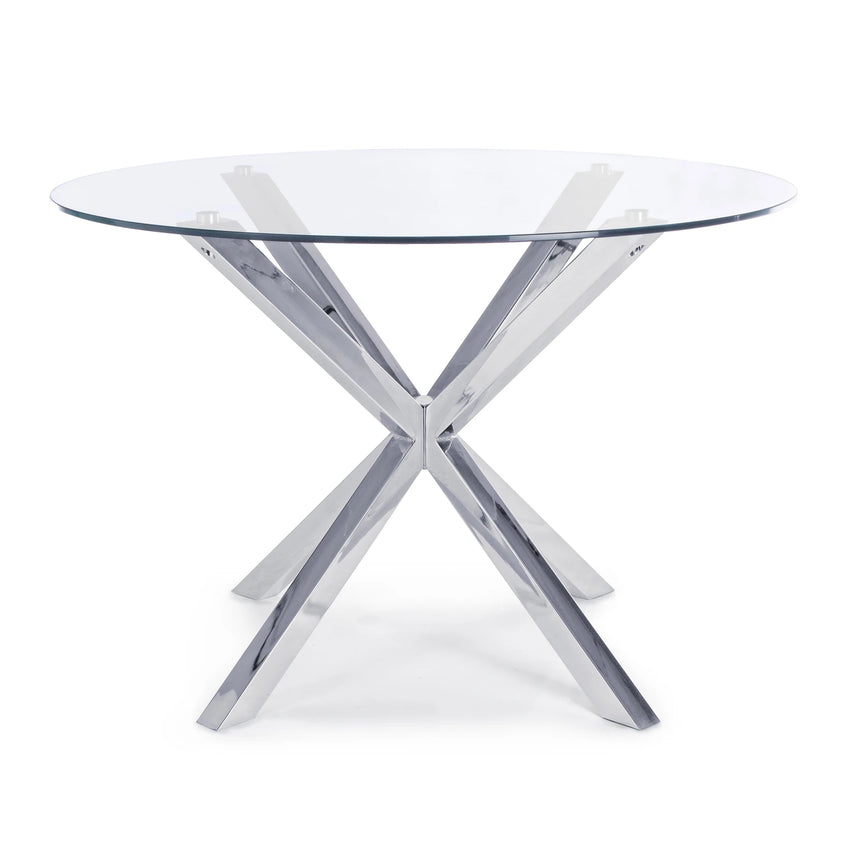Esstisch mit Stahlbeinen 114cm Glastisch May - ZEN ZONE Furniture
