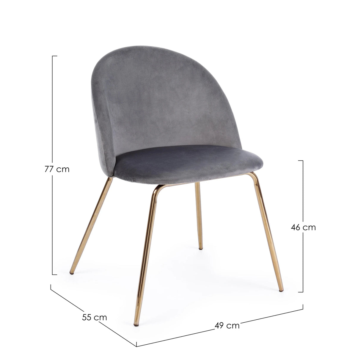 Essstuhl Tanya Samt Dunkelgrau - ZEN ZONE Furniture