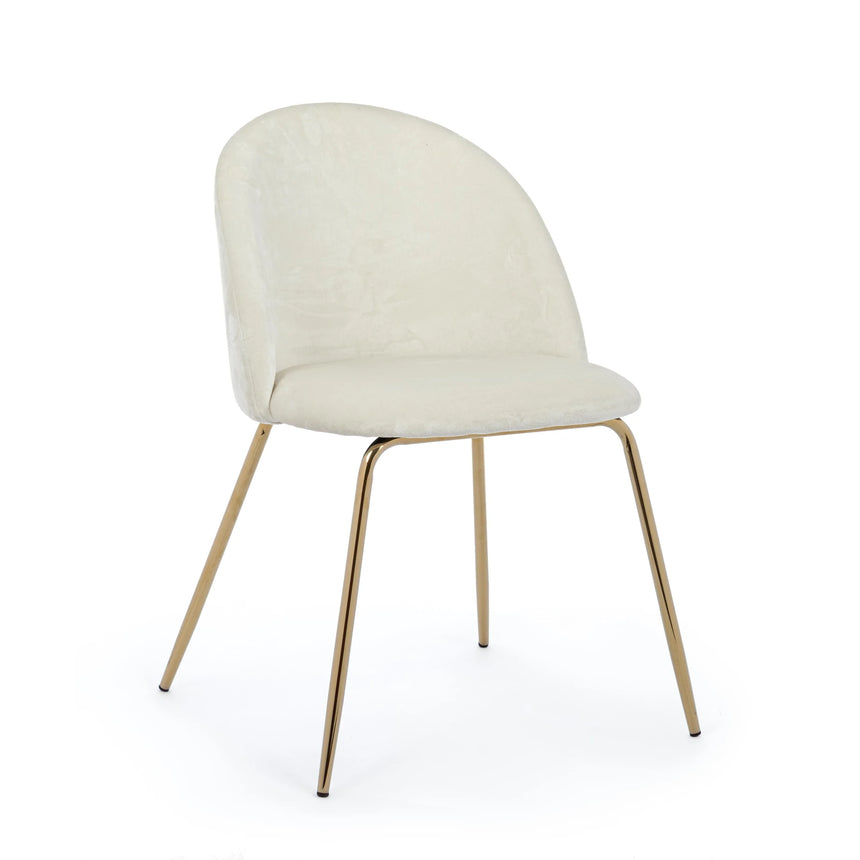 Essstuhl Tanya Samt Weiß - ZEN ZONE Furniture