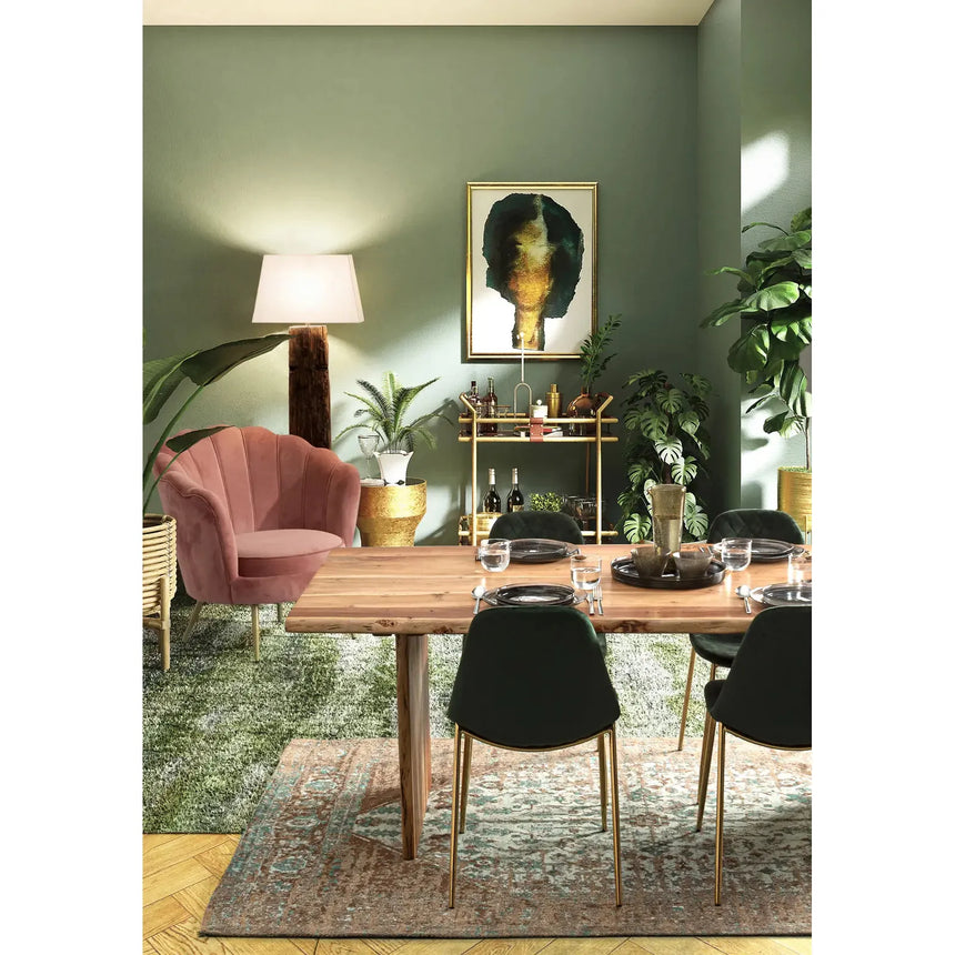 Frottee Stuhl Samt Dunkelgrün - ZEN ZONE Furniture