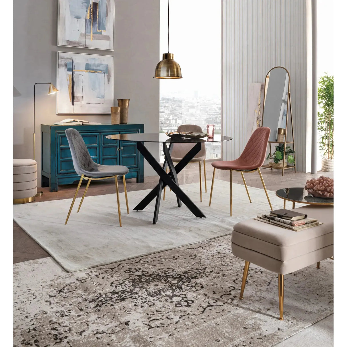 Frottee Stuhl Samt Dunkelgrau - ZEN ZONE Furniture