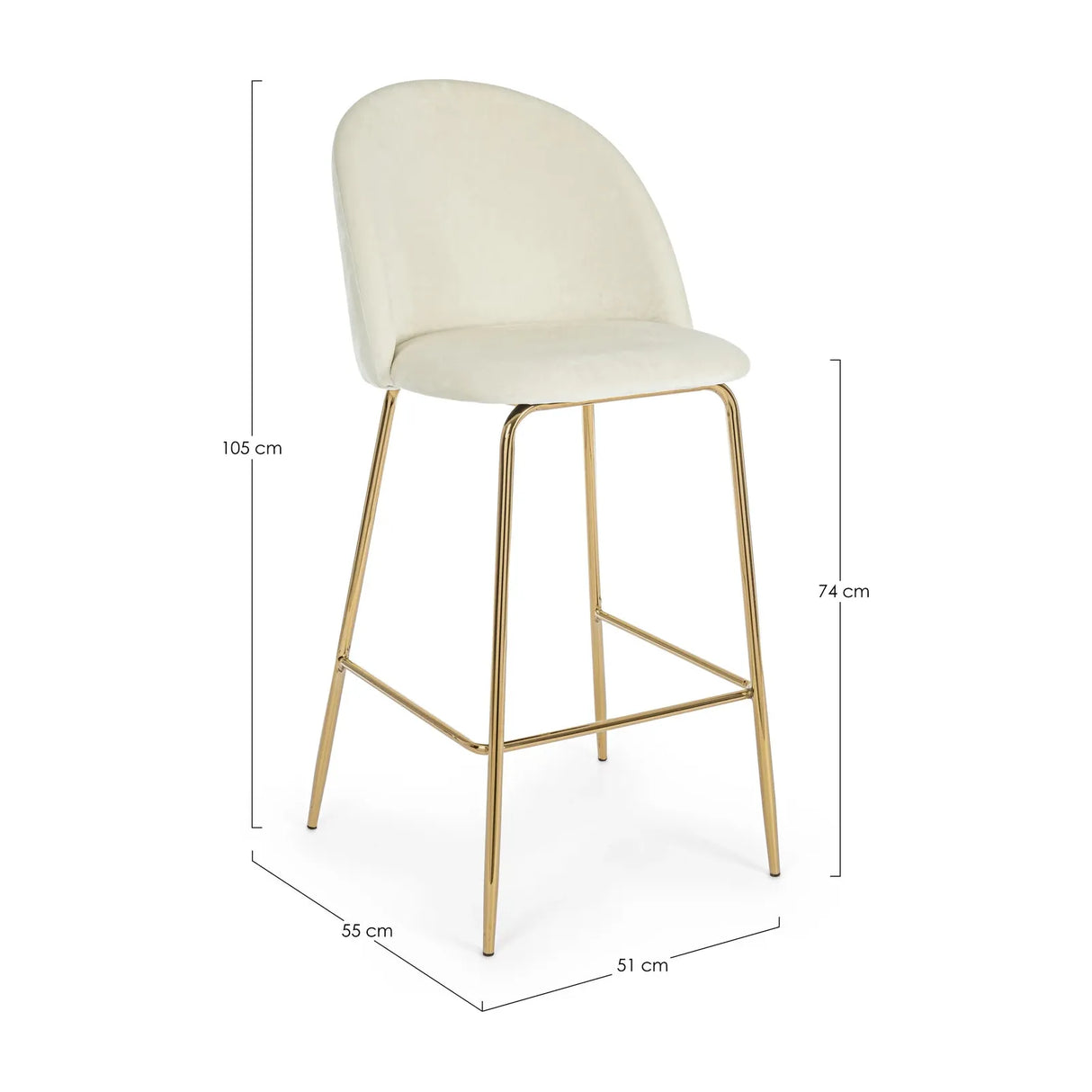 Barhocker aus weissem Samt Tragen - ZEN ZONE Furniture