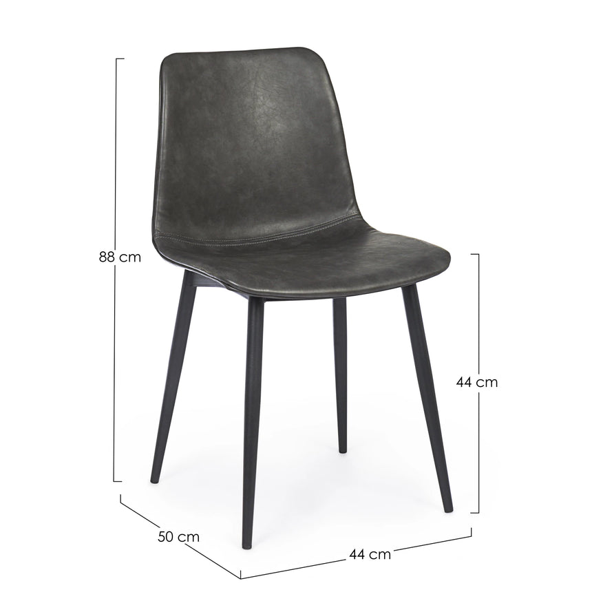 Essstuhl Kyra PU Anthrazit Vintage - ZEN ZONE Furniture