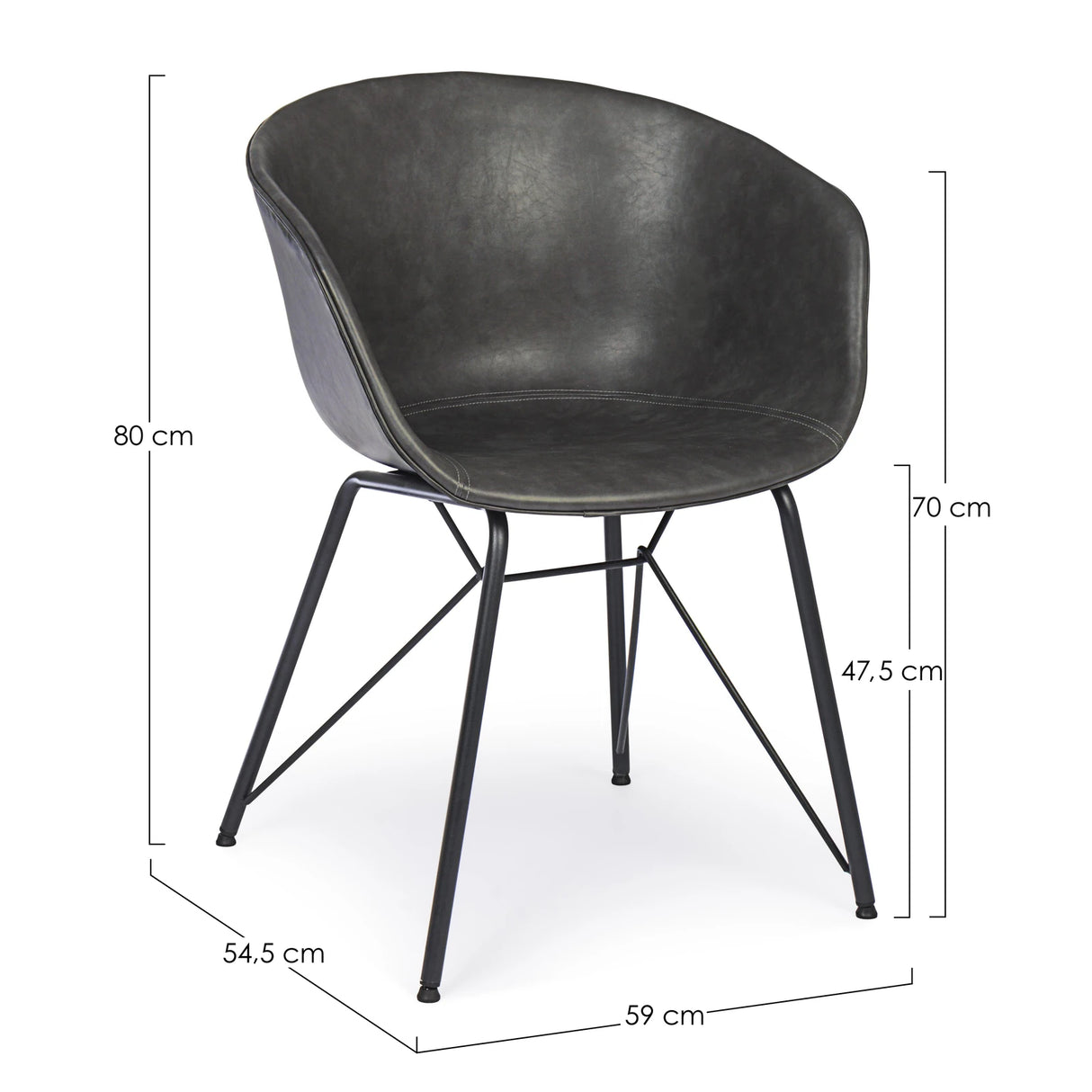 Essstuhl Warhol PU Anthrazit Vintage - ZEN ZONE Furniture