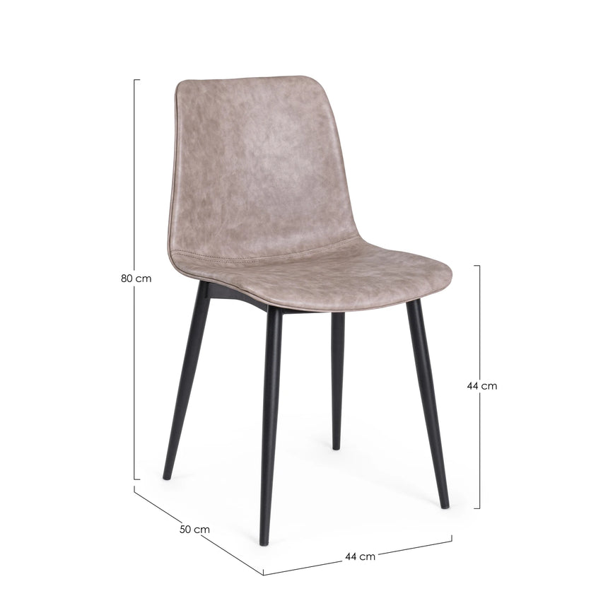 Essstuhl Kyra PU Vintage Beige Gestell Schwarz - ZEN ZONE Furniture