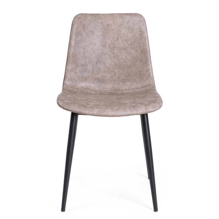 Essstuhl Kyra PU Vintage Beige Gestell Schwarz - ZEN ZONE Furniture