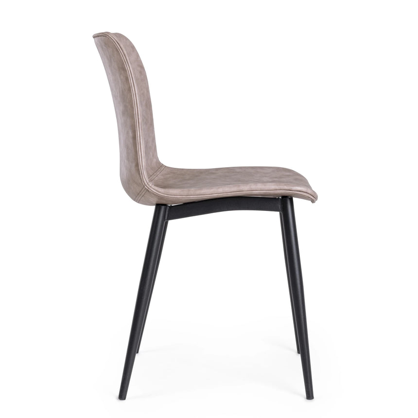 Essstuhl Kyra PU Vintage Beige Gestell Schwarz - ZEN ZONE Furniture
