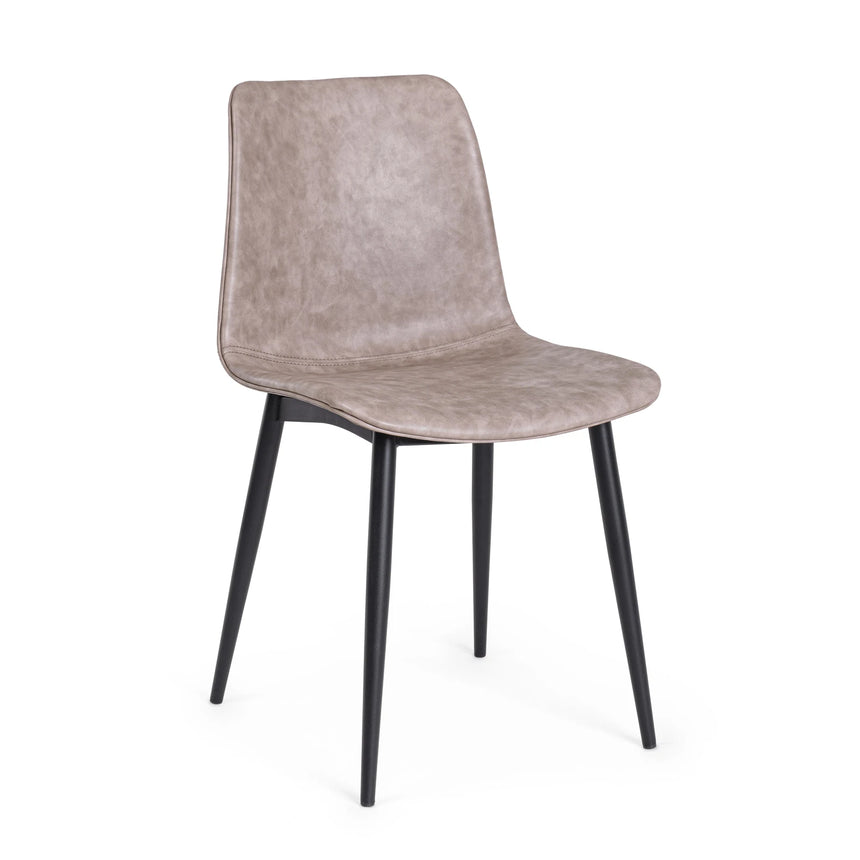 Essstuhl Kyra PU Vintage Beige Gestell Schwarz - ZEN ZONE Furniture