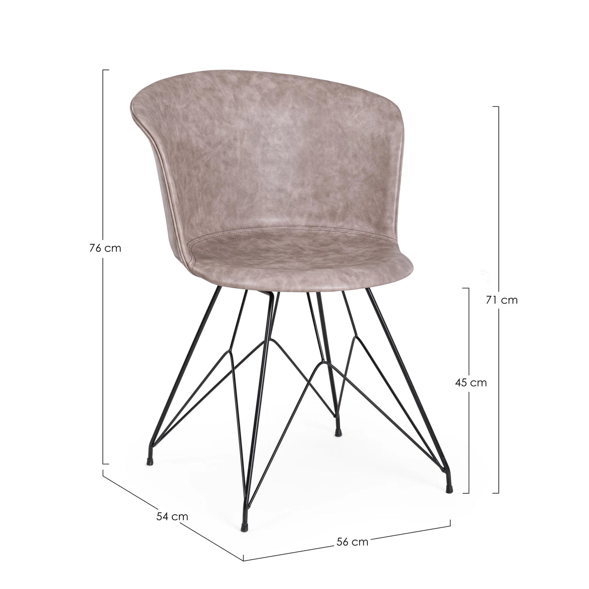 Essstuhl Loft PU Vintage Beige Gestell Schwarz - ZEN ZONE Furniture