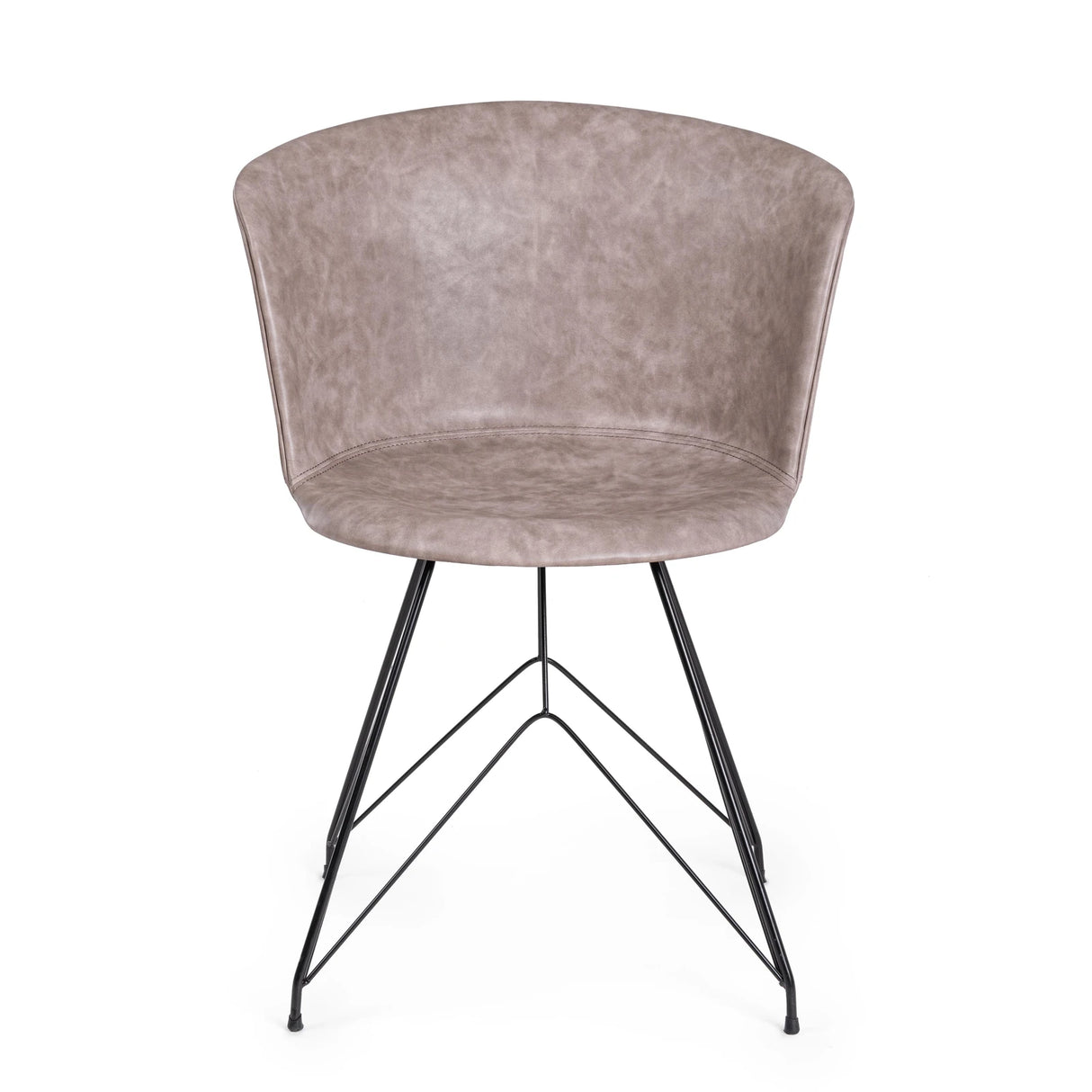 Essstuhl Loft PU Vintage Beige Gestell Schwarz - ZEN ZONE Furniture