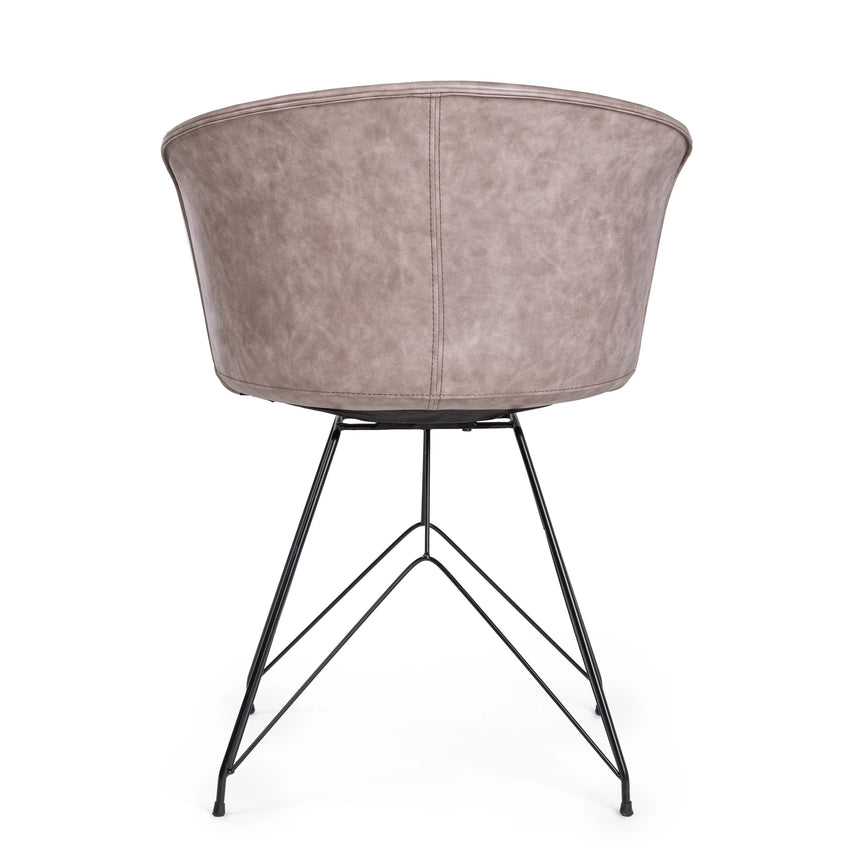 Essstuhl Loft PU Vintage Beige Gestell Schwarz - ZEN ZONE Furniture