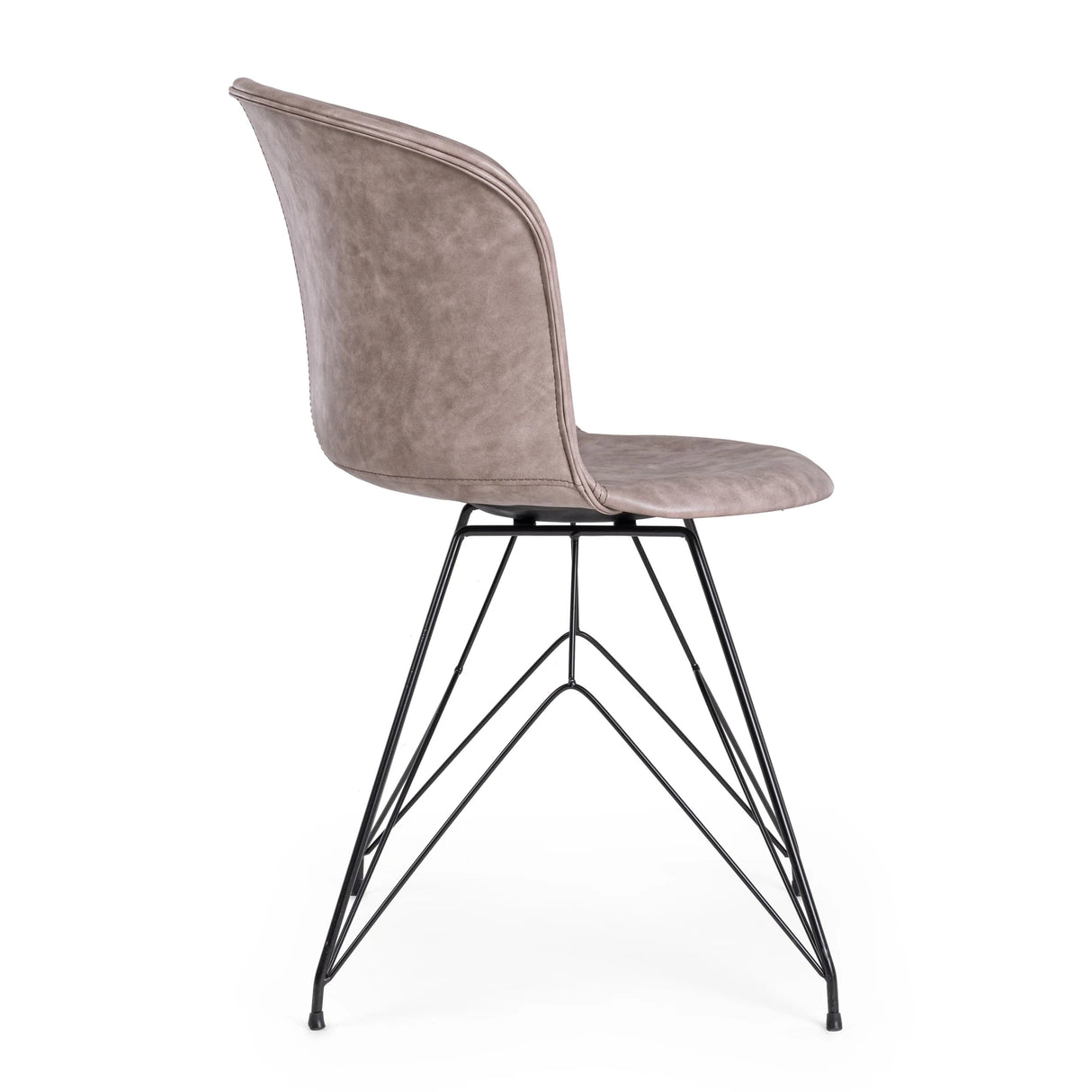 Essstuhl Loft PU Vintage Beige Gestell Schwarz - ZEN ZONE Furniture