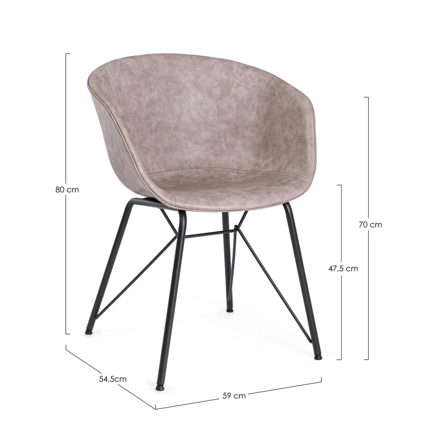 Essstuhl Warhol PU Vintage Beige Gestell Schwarz - ZEN ZONE Furniture