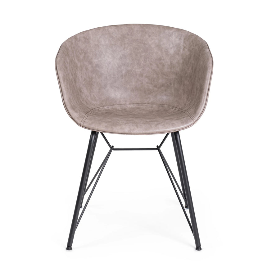 Essstuhl Warhol PU Vintage Beige Gestell Schwarz - ZEN ZONE Furniture