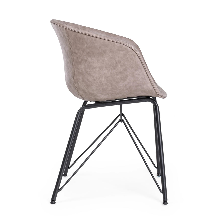 Essstuhl Warhol PU Vintage Beige Gestell Schwarz - ZEN ZONE Furniture