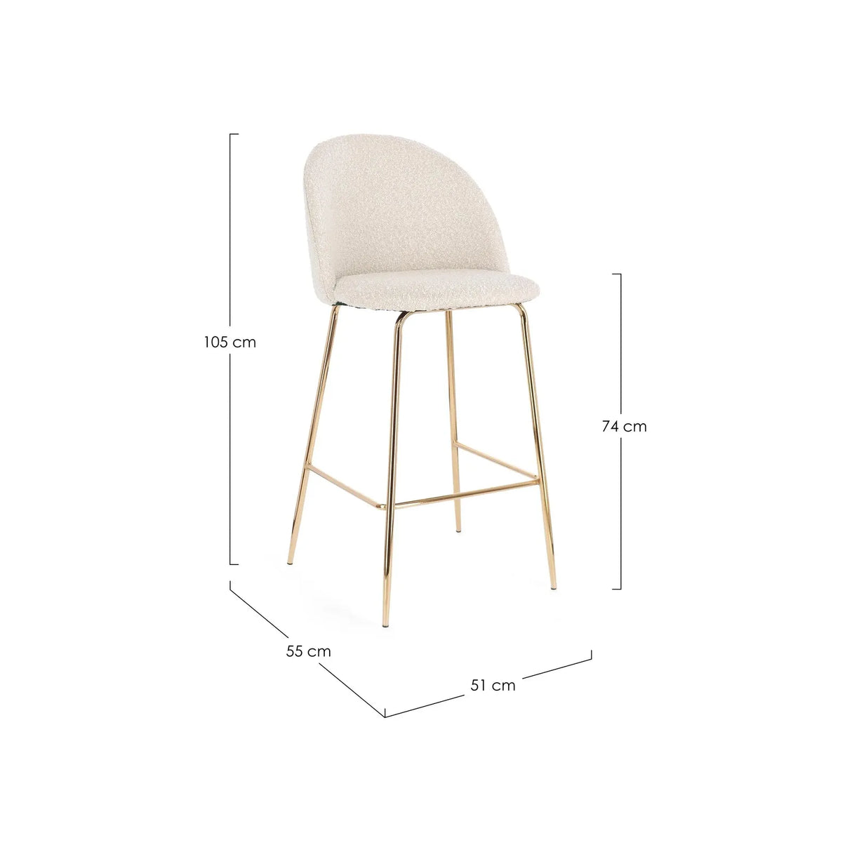 Barhocker in Gold und Elfenbeinoptik Tragen - ZEN ZONE Furniture