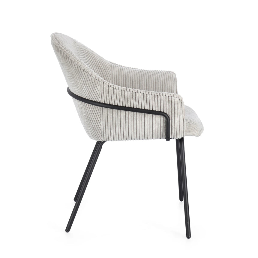 Essstuhl mit Armlehne Cassidy Schwarz/Hellgrau - ZEN ZONE Furniture