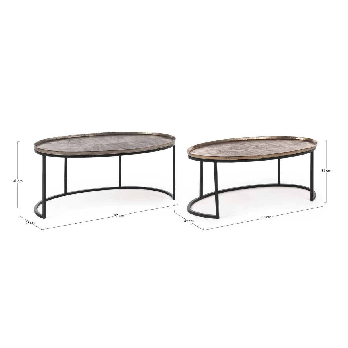 2er Set Couchtisch oval X26 Amira - ZEN ZONE Furniture
