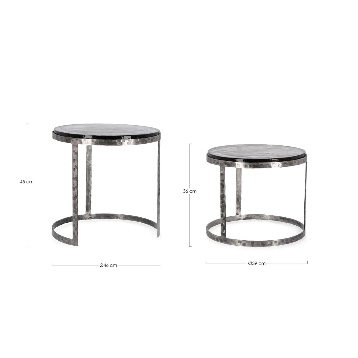 2er Set Couchtisch Nickel rund Zayla - ZEN ZONE Furniture