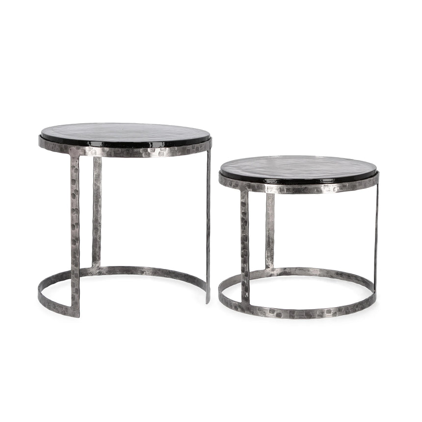 2er Set Couchtisch Nickel rund Zayla - ZEN ZONE Furniture