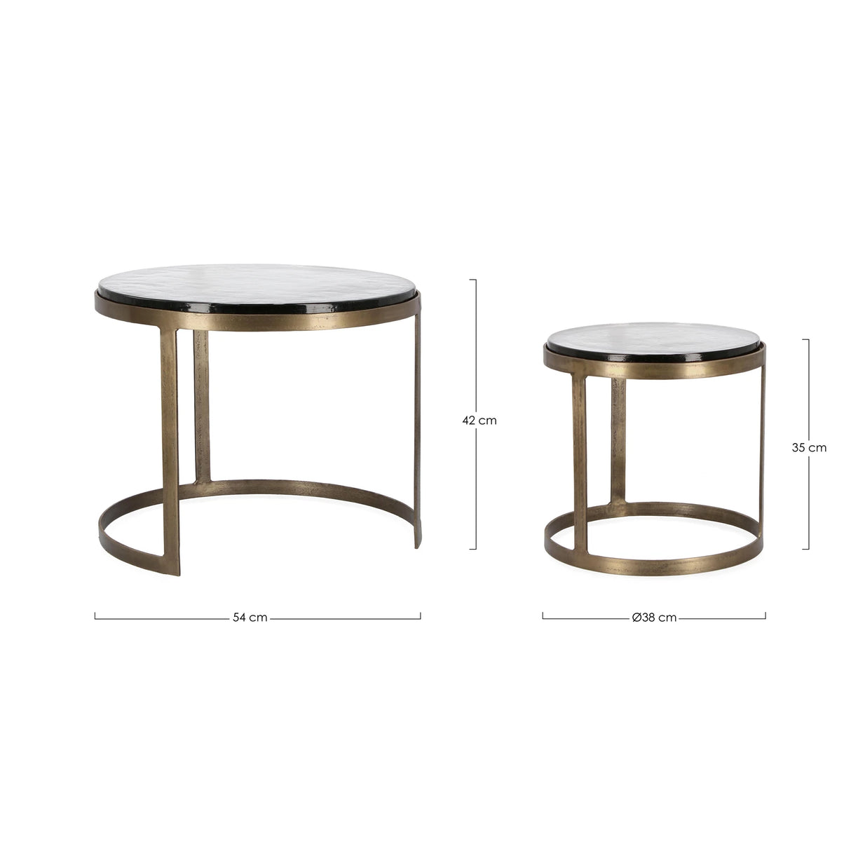 2er Set Couchtisch Messing rund YX54 Zayla - ZEN ZONE Furniture