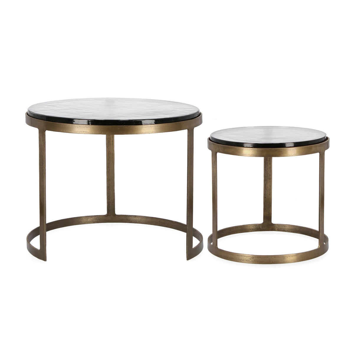 2er Set Couchtisch Messing rund YX54 Zayla - ZEN ZONE Furniture