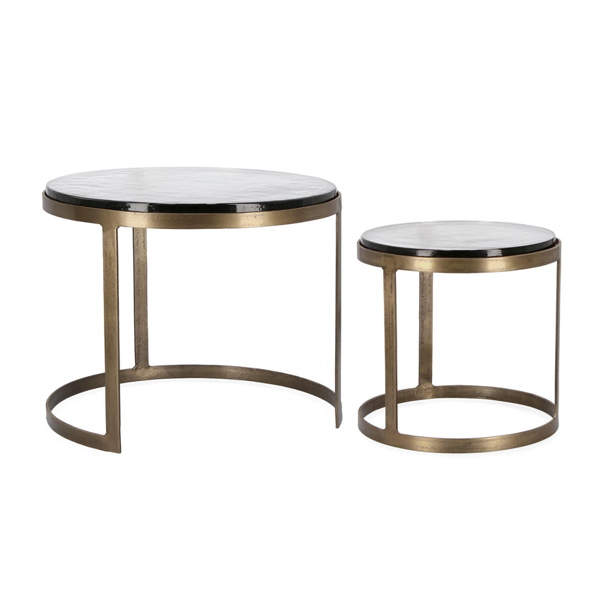 2er Set Couchtisch Messing rund YX54 Zayla - ZEN ZONE Furniture