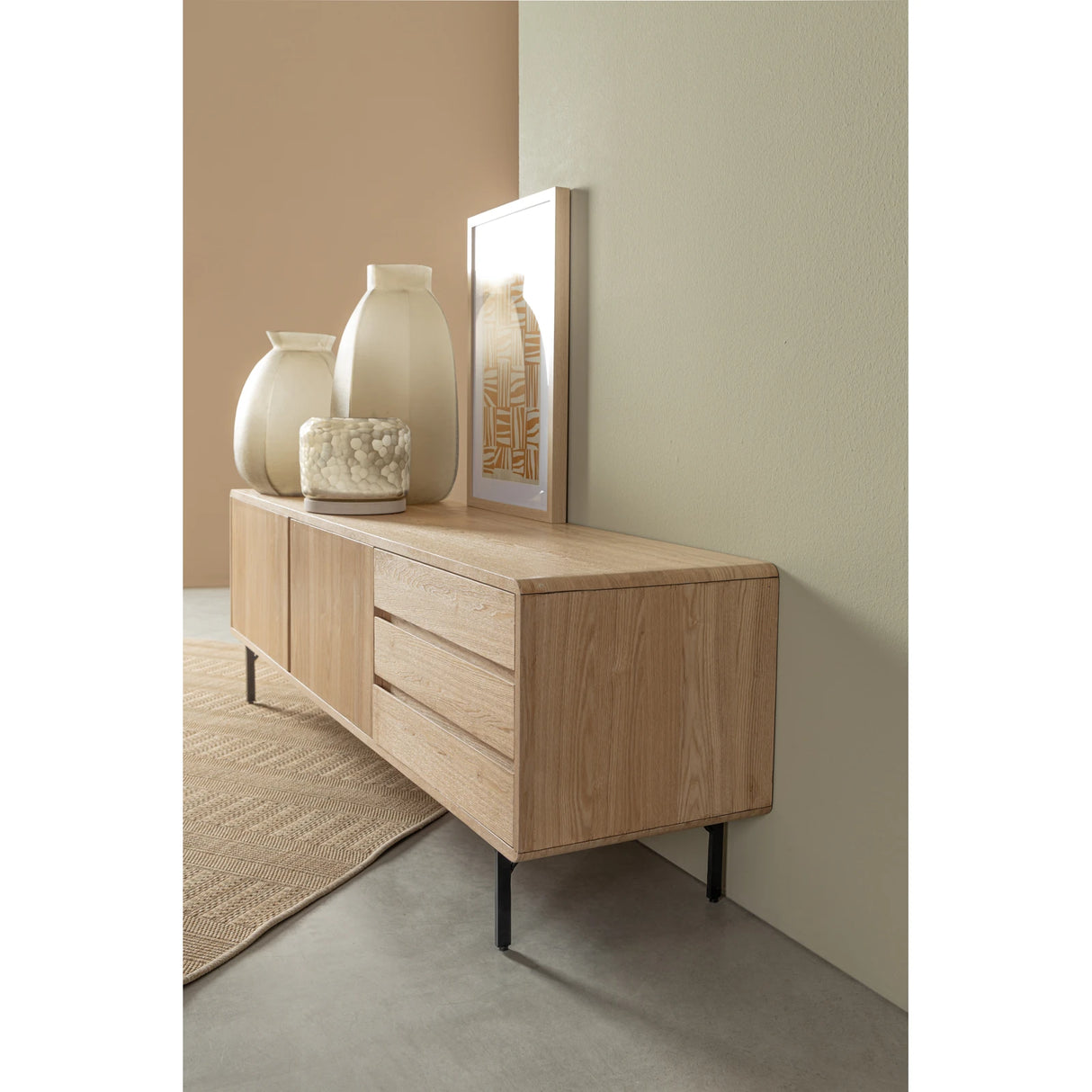 TV Sideboard mit 2 Türen und 3 Schubladen Widald Natur - ZEN ZONE Furniture