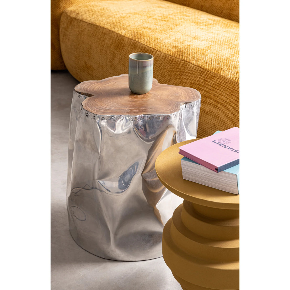 Couchtisch Senffarbig rund 35,5x35,5 Amba - ZEN ZONE Furniture