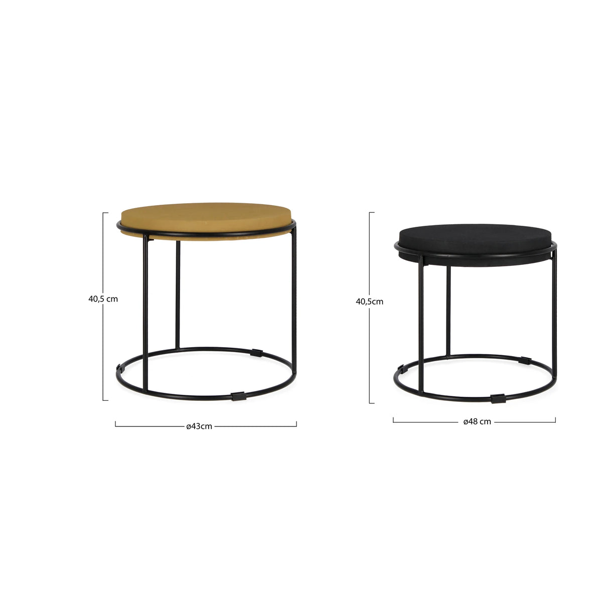 2er Set Couchtisch Senf/Schwarz Ketaki - ZEN ZONE Furniture